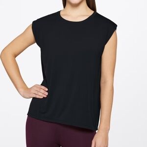 MPG Black Crewneck Cap-Sleeve Tank